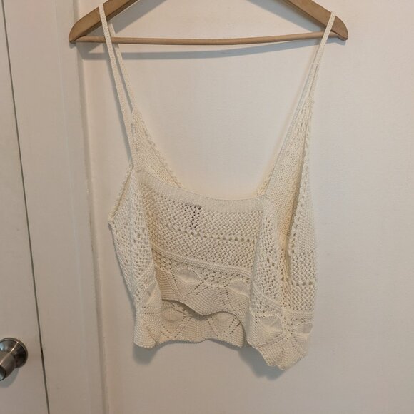 Anthropologie Pilcro Ivory "Crochet Scallop Hem Cami" Sweater Tank - Picture 6 of 9
